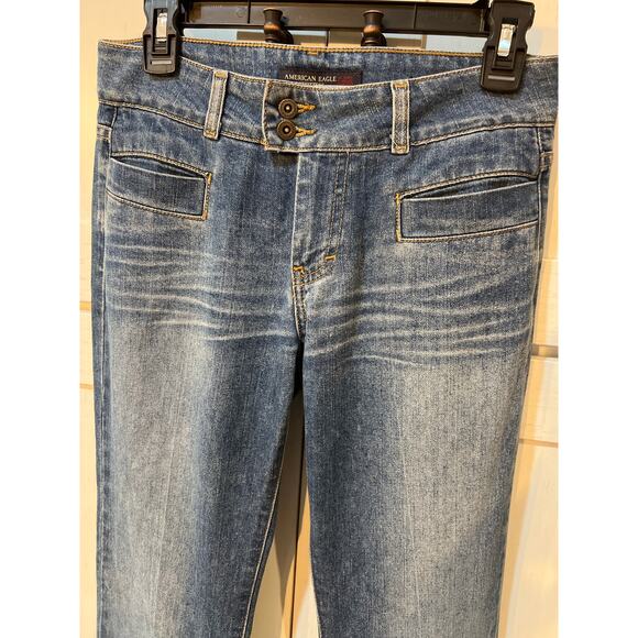 American Eagle Blue Jeans Women’s Size 2T Low Rise Straight Leg Denim Classic - Picture 2 of 10